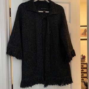 Women’s cardigan style sweater with toggle buttons, dark grey, size L